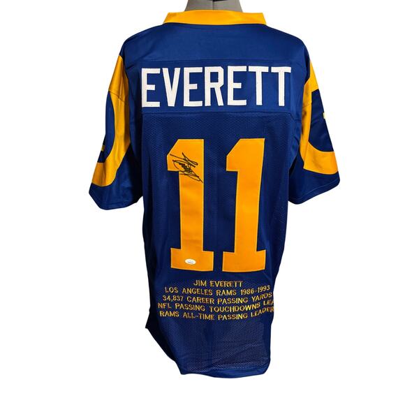 Jim Everett LA Rams Signed Career Stats Jersey - Picture 1 of 2